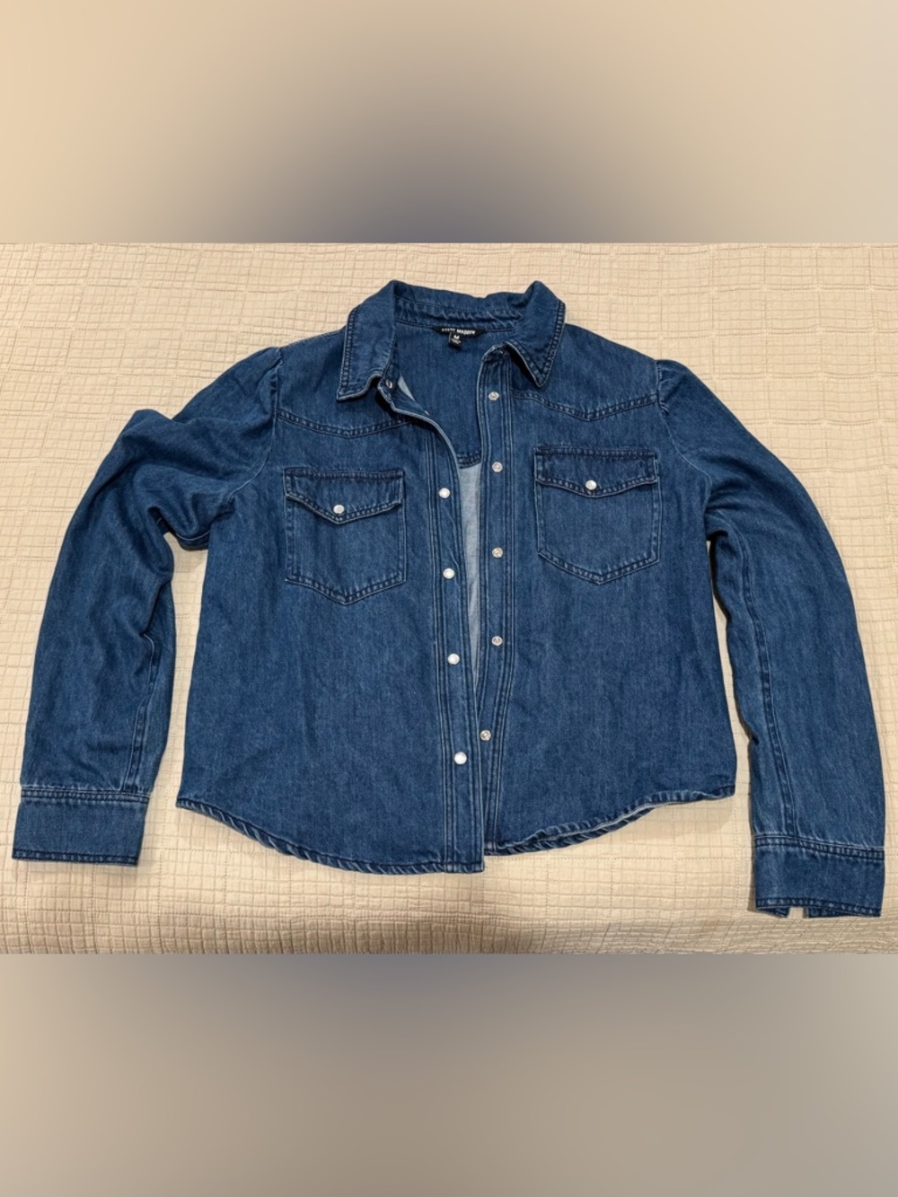 Steve Madden Dark Denim Button Down Shirt Size Medium